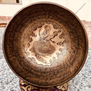 10.5 Inch Antique Tibetan Singing Bowl with Mallet | Meditation Bowl | Chakra Bowl | Yoga Singing Bowl | Mental Health Gift | Self-Care Gift - FWOSI